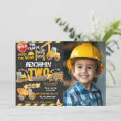 Bauwesen, Sprungwagen 2. Geburtstag Einladung (Stehend Vorderseite)