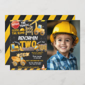 Bauwesen, Sprungwagen 2. Geburtstag Einladung (Vorne/Hinten)