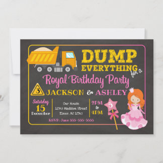 Bauwesen und Prinzessin Joint Birthday Einladung