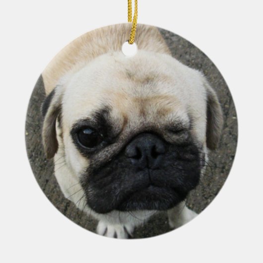 Bauwk ... Mops Hund ... Thailand Keramik Ornament (Vorne)