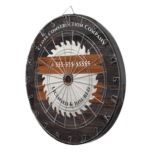 Bauzeichen für rustikales Holz Tone Saw Blade Dartscheibe (Vorderseite rechts)