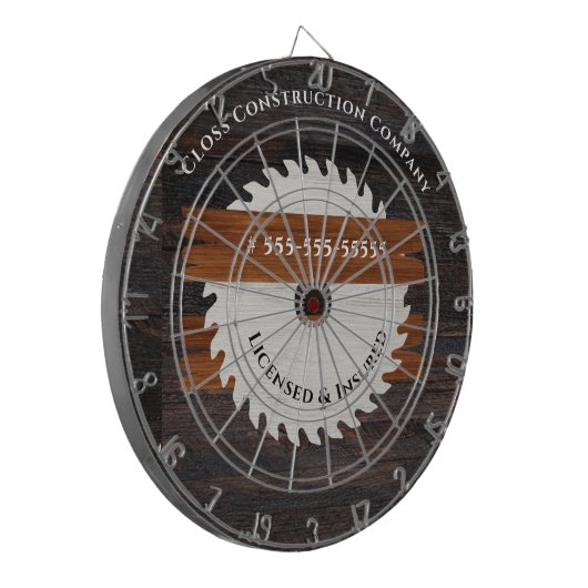 Bauzeichen für rustikales Holz Tone Saw Blade Dartscheibe (Vorderseite Links)