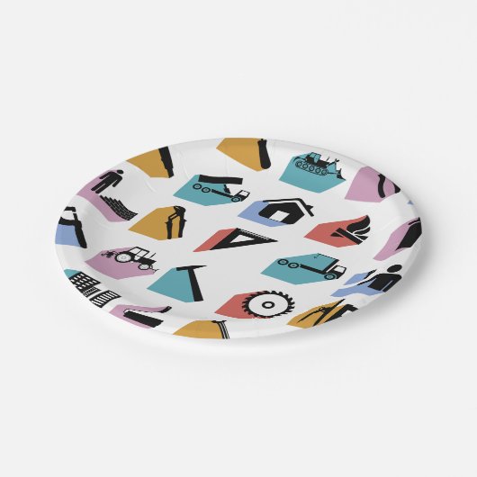 Bauzeichen Pappteller (Schrägansicht)