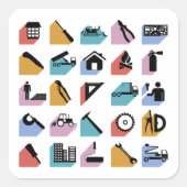 Bauzeichen Quadratischer Aufkleber (Vorderseite)