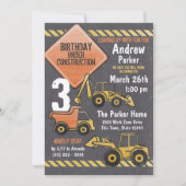 Bauzone Geburtstagskarton und LKW Einladung (Vorderseite)