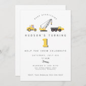 Bauzone Sprungwagen Geburtstagseinladung Einladung (Vorne/Hinten)