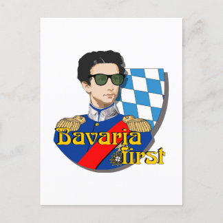 Bavaria First König Ludwig II mit Brille Postkarte