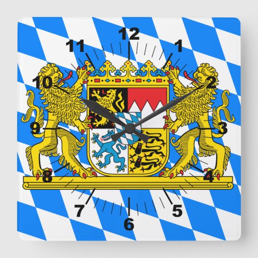 Bavaria-Wappen Quadratische Wanduhr (Vorderseite)