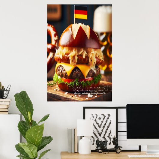 Bavarian Brat Burger Bliss 24x36 Poster (Heimbüro)