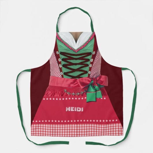 Bavarian Dirndl mit Ihrem Namen Schürze (Vorderseite)
