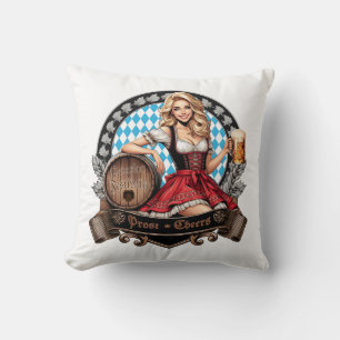 Bavarian Festivals blondes Dirndl mit Prost Cheers Kissen