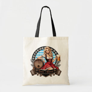 Bavarian Festivals blondes Dirndl mit Prost Cheers Tragetasche