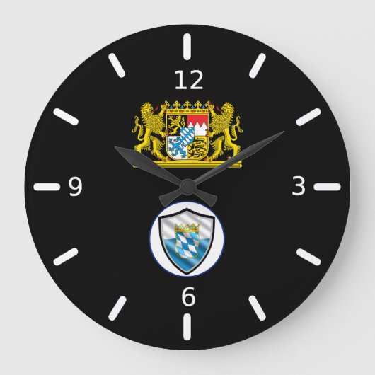 Bavarian flag-coat arms large clock große wanduhr (Vorderseite)