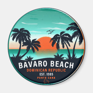 Bavaro Beach Dominican Retro Sunset Souvenir 60er Magnet