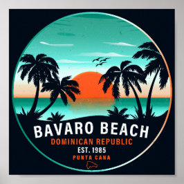 Bavaro Beach Dominican Retro Sunset Souvenir 60er Poster