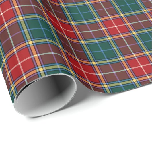 Baxter Clan Tartan Red and Dark Green Kariert Geschenkpapier (Rolleneckpunkt)