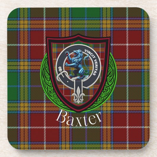 Baxter-Schottischer-Clan-Tartan & -Wappen Getränkeuntersetzer (Vorderseite)