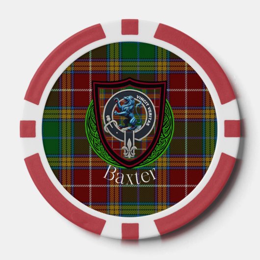 Baxter-Schottischer-Clan-Tartan & -Wappen Pokerchips (Vorderseite)