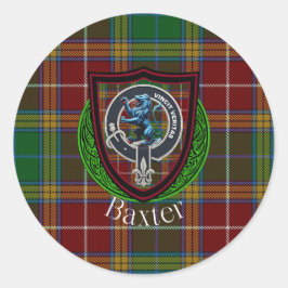 Baxter-Schottischer-Clan-Tartan & -Wappen Runder Aufkleber