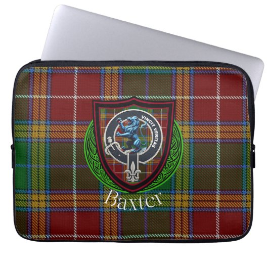 Baxter Scottish Clan Tartan and Crest Laptopschutzhülle (Vorderseite)