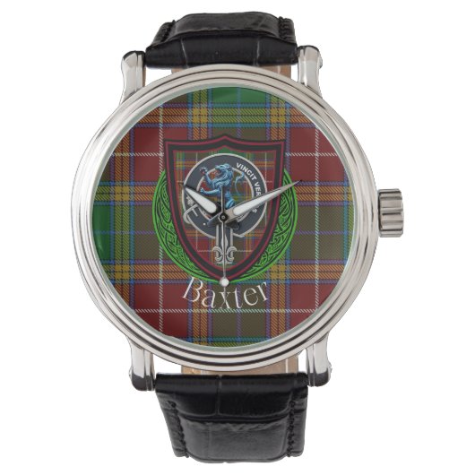 Baxter Scottish Clan Tartan & Crest Armbanduhr (Vorderseite)