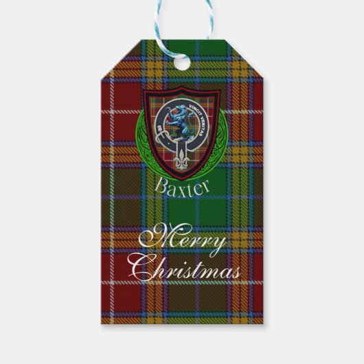 Baxter Scottish Clan Tartan & Crest Geschenkanhänger (Vorderseite)