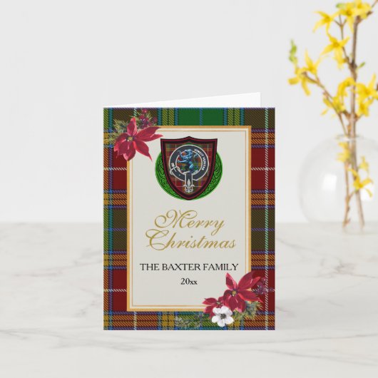 Baxter Scottish Clan Tartan & Crest Karte (Gelbe Blume)