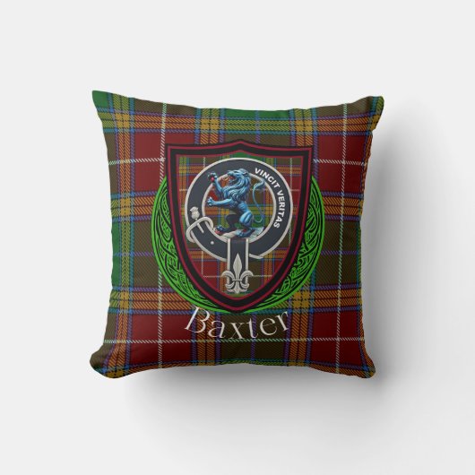 Baxter Scottish Clan Tartan & Crest Kissen (Vorderseite)
