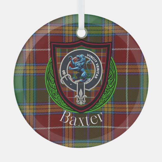 Baxter Scottish Clan Tartan & Crest Ornament Aus Glas (Vorderseite)