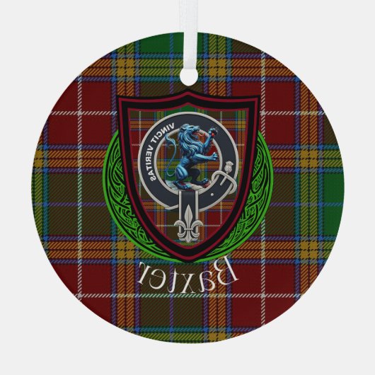 Baxter Scottish Clan Tartan & Crest Ornament Aus Glas (Rückseite)