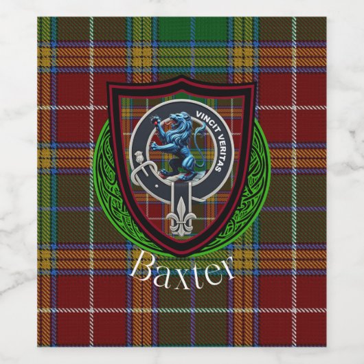 Baxter Scottish Clan Tartan & Crest Weinetikett (Einzelnes Label)