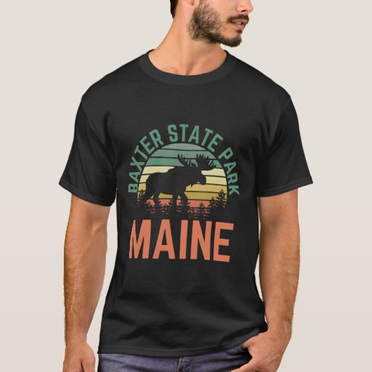 Baxter State Park Maine Moose Hiking T-Shirt (Vorderseite)