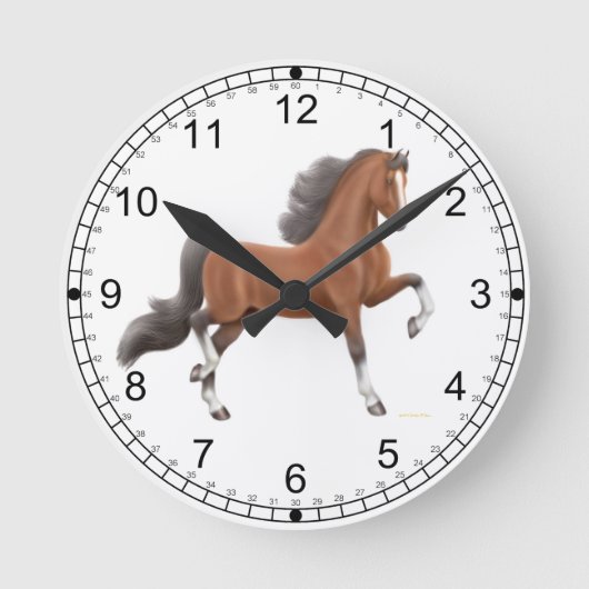 Bay American Saddlebred Horse Wall Clock Runde Wanduhr (Vorderseite)