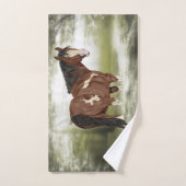 Bay and White Tobiano Paint Horse Print Badhandtuch Set (Handtuch)