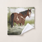 Bay and White Tobiano Paint Horse Print Badhandtuch Set (Waschlappen)