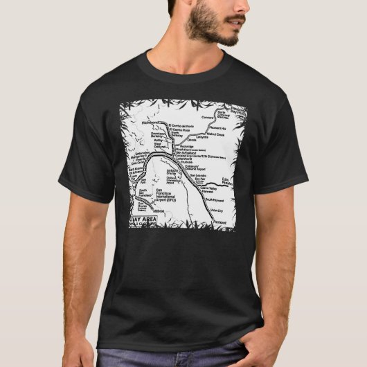 Bay Area Bart Train Map (B/W) T-Shirt (Vorderseite)