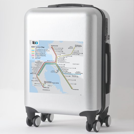 Bay Area BART-Zugnetzplan Aufkleber (Koffer)