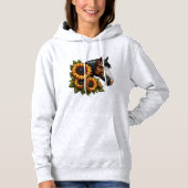 Bay Bald Gesicht Paint Horse mit Sonnenblumen Hoodie (Vorderseite)