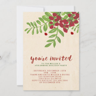 Bay Blätter und Blume Weihnachten Party Einladung