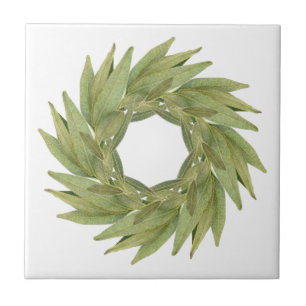 BAY BLÄTTER WREATH 4.25" Keramik Tile Fliese