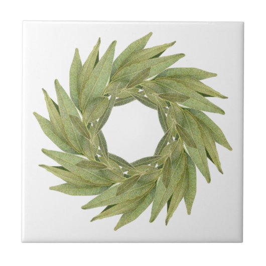 BAY BLÄTTER WREATH 4.25" Keramik Tile Fliese (Vorderseite)