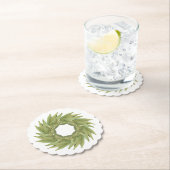 BAY BLÄTTER WREATH Scalloped Round Paper Untersetz Untersetzer (Vor Ort)
