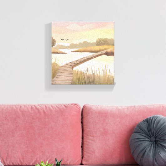 Bay Boardwalk | Airy Coastal Aquarellmalerei Leinwanddruck (Insitu (Wohnzimmer))