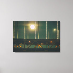 Bay Bridge bei Nacht mit Vollmond Leinwanddruck