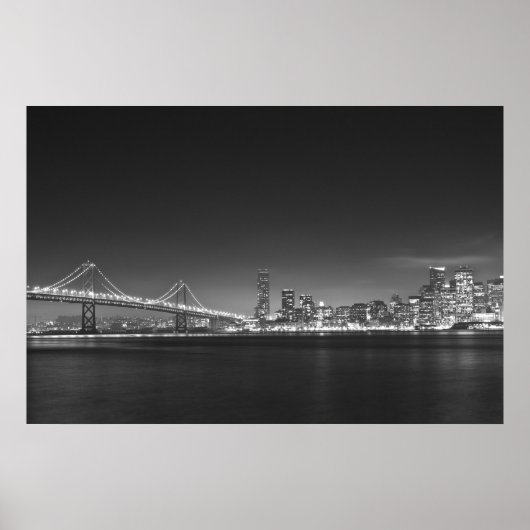 Bay Bridge San Francisco Schwarz-weiß Print Poster (Vorne)