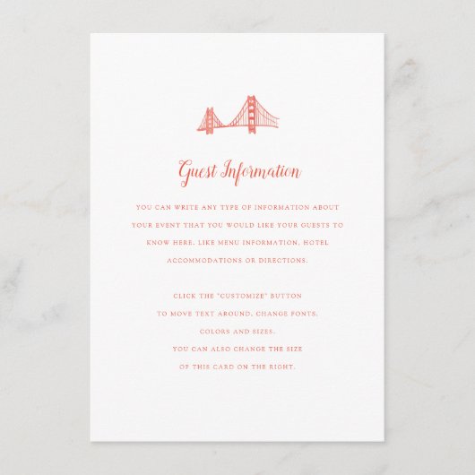 Bay Bridge Wedding Insert (Vorderseite)