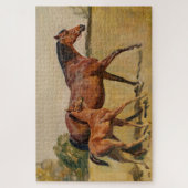 Bay Brown Thoroughbred Mare und Fohlen Puzzle (Vertikal)