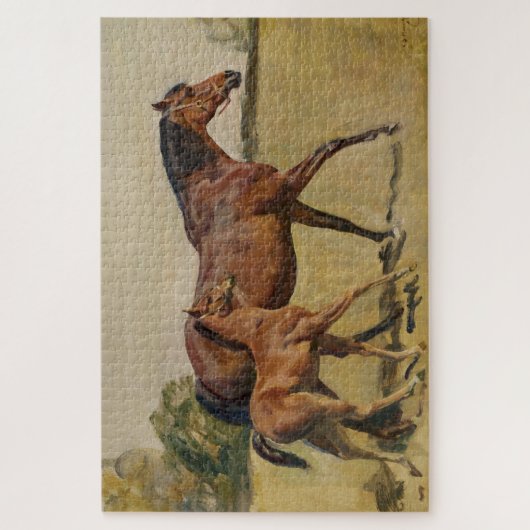 Bay Brown Thoroughbred Mare und Fohlen Puzzle (Vertikal)