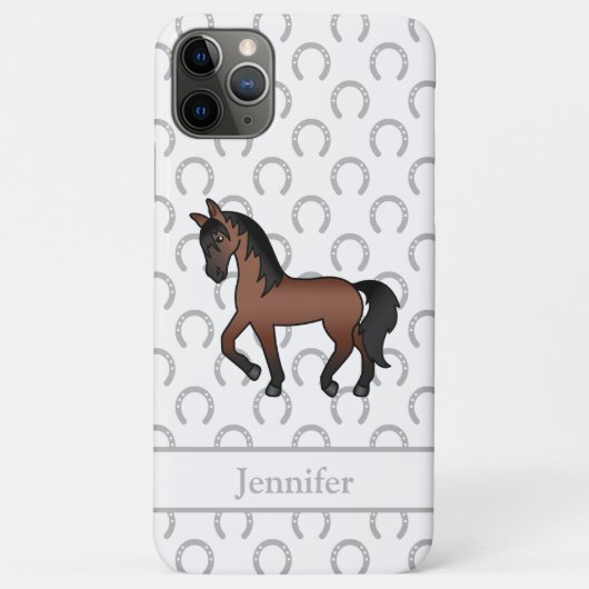 Bay Brown Trotting Horse Niedlicher Cartoon Illust Case-Mate iPhone Hülle (Rückseite)