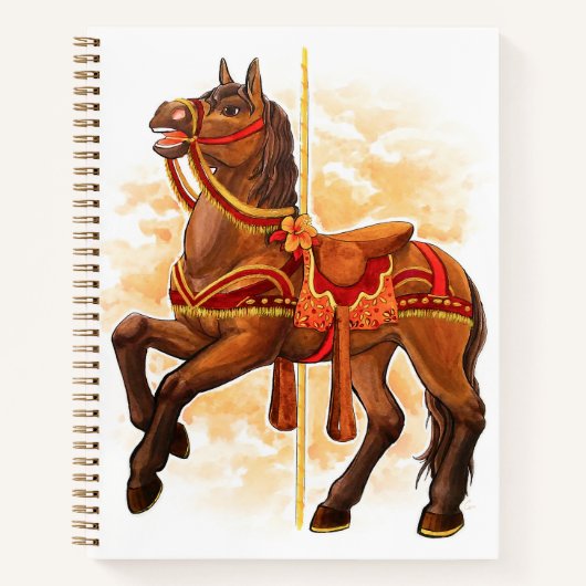 Bay Carousel Horse Notebook Notizblock (Vorderseite)